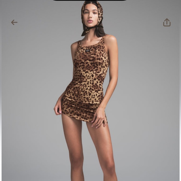 NWT Dolce&Gabbana x Skims cotton rib scoop tank mini dress, Leopard, XXS - Picture 4 of 5